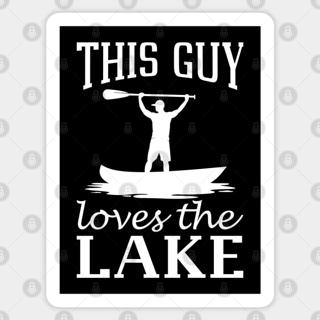 This Guy Loves The Lake Sticker by LuckyFoxDesigns